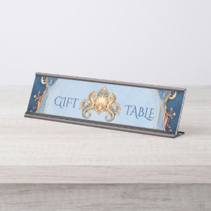 Vintage seahorse beach wedding gift table desk name plate