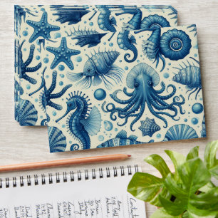 Vintage Sealife Animals Pattern Envelope