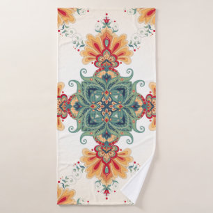vintage seamless background. Beautiful floral orie Bath Towel