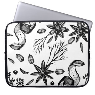 Vintage seamless background with hand drawn herbs laptop sleeve