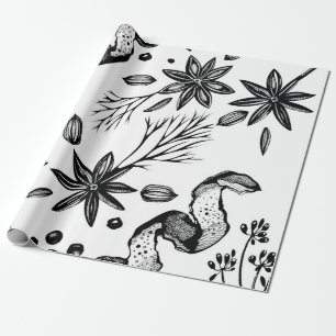 Vintage seamless background with hand drawn herbs wrapping paper