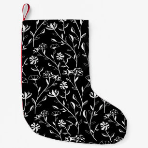 Vintage Seamless Contour Floral Pattern. Hand Draw Small Christmas Stocking