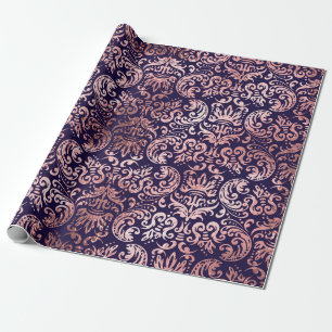 Vintage seamless damask rose gold foil classic pat wrapping paper