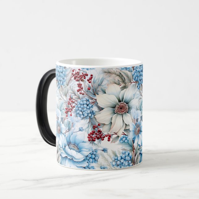 Vintage Seamless Floral Flower Pattern Magic Mug (Front Left)