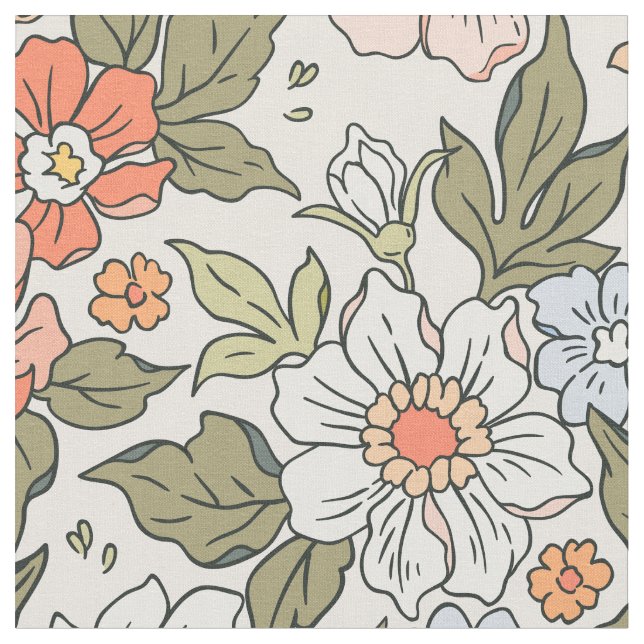 Vintage seamless floral pattern Liberty style Fabric (Close Up)