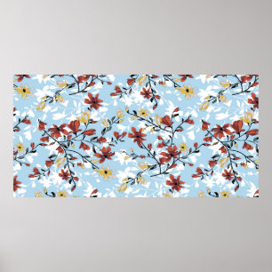 Vintage seamless flowers pattern. Simple floral ba Poster