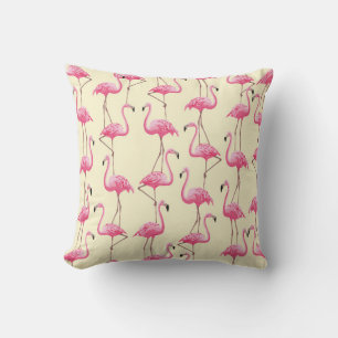 vintage seamless graphical realistic flamingo bird cushion