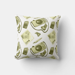 Vintage seamless hipster sepia pattern consisting cushion