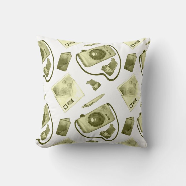 Vintage seamless hipster sepia pattern consisting  cushion (Front)
