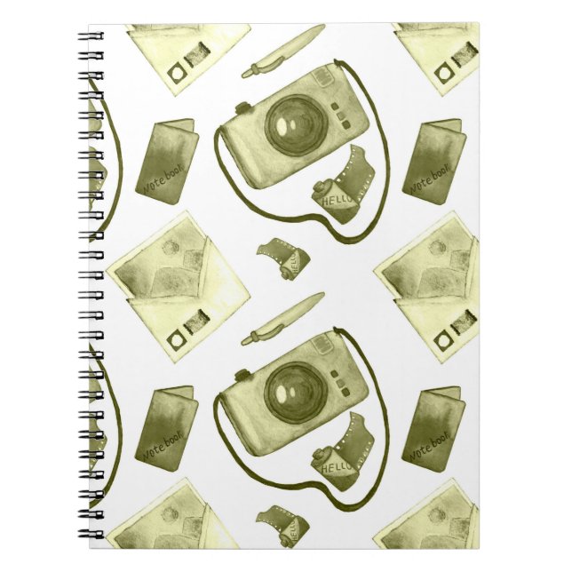 Vintage seamless hipster sepia pattern consisting  notebook (Front)