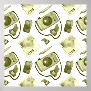 Vintage seamless hipster sepia pattern consisting poster