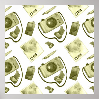 Vintage seamless hipster sepia pattern consisting  poster