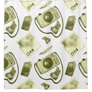 Vintage seamless hipster sepia pattern consisting shower curtain