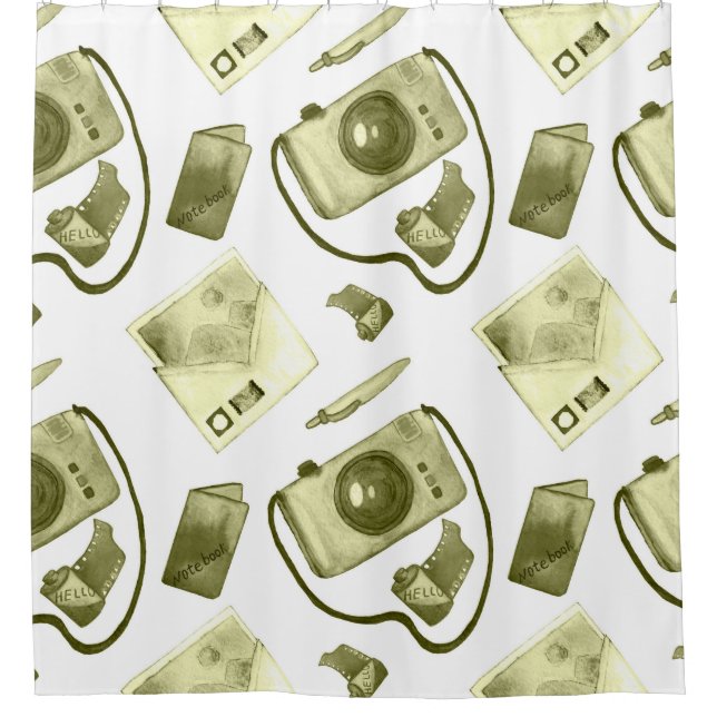Vintage seamless hipster sepia pattern consisting  shower curtain (Front)