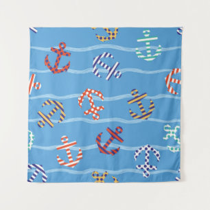 Vintage Seamless pattern anchor on a background of Tapestry