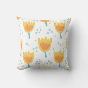Vintage seamless pattern, cute flowers pattern70s cushion