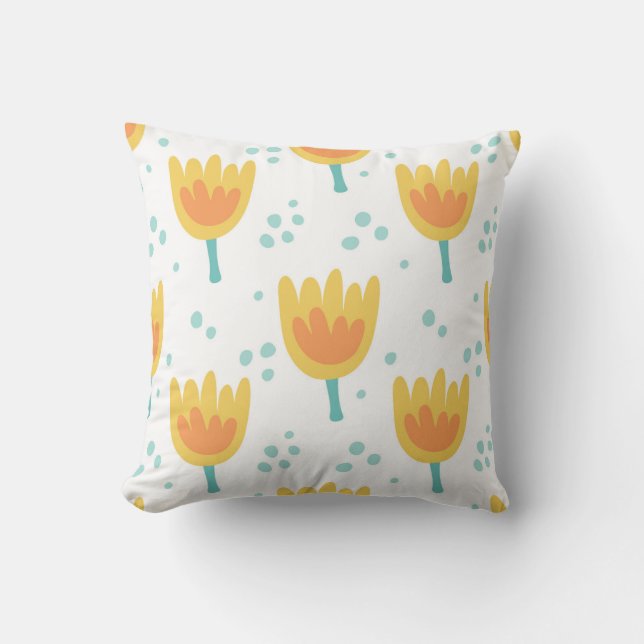 Vintage seamless pattern,  cute flowers pattern70s cushion (Front)