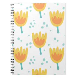 Vintage seamless pattern, cute flowers pattern70s notebook