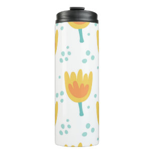 Vintage seamless pattern, cute flowers pattern70s thermal tumbler