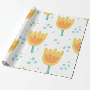 Vintage seamless pattern, cute flowers pattern70s wrapping paper
