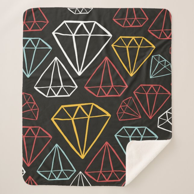 vintage seamless pattern, diamond design elements sherpa blanket (Front)