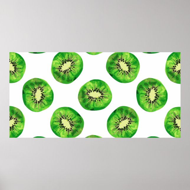 vintage Seamless pattern kiwi illustration hand dr Poster (Front)