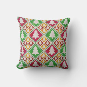 vintage seamless pattern of christmas tree cushion