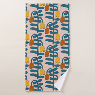 vintage seamless pattern of plants. Bright colors Bath Towel
