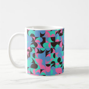 Vintage seamless pattern tiles in black, neon pink coffee mug