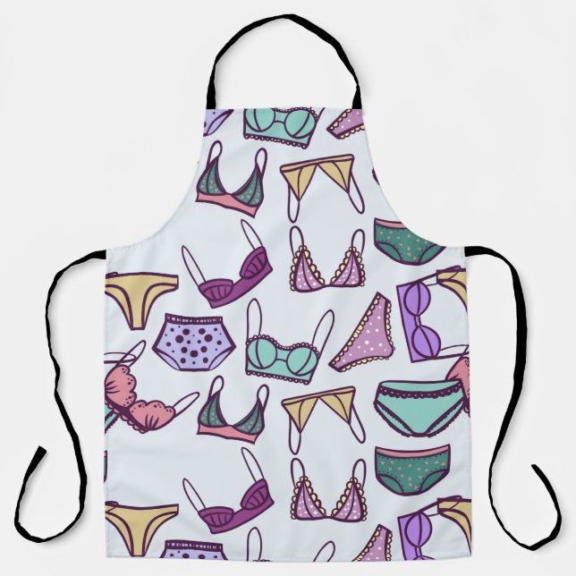 Vintage seamless pattern underwear: bras and panti apron (Front)