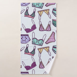 Vintage seamless pattern underwear: bras and panti bath towel