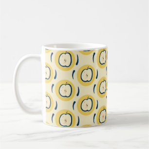 Vintage seamless pattern with apple.  coffee mug