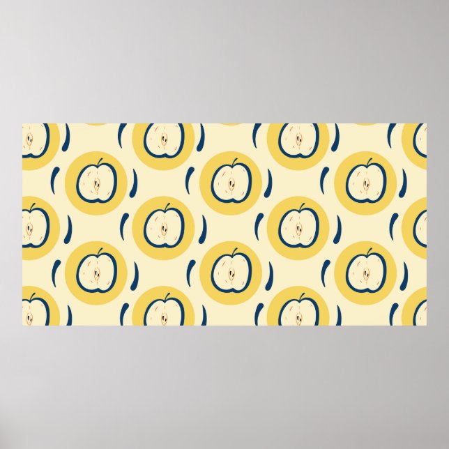 Vintage seamless pattern with apple.  poster (Front)