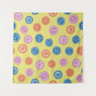 Vintage seamless pattern with buttons on a yellow tapestry