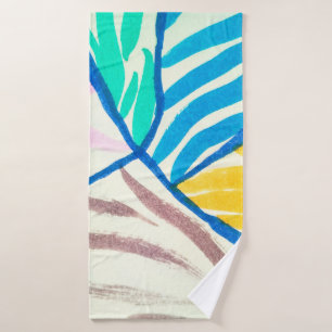 vintage seamless pattern with colorful leaves bath towel