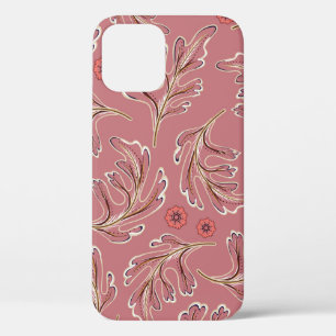 vintage seamless pattern with colorful leaves iPhone 12 case