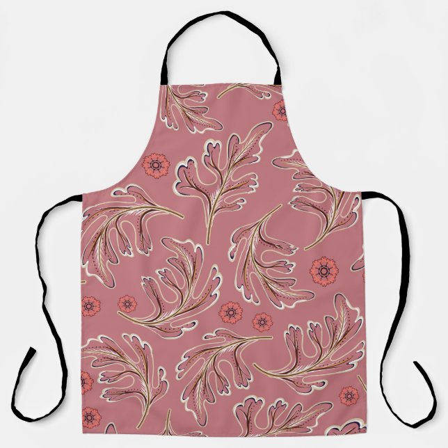 vintage seamless pattern with colourful leaves apron (Front)