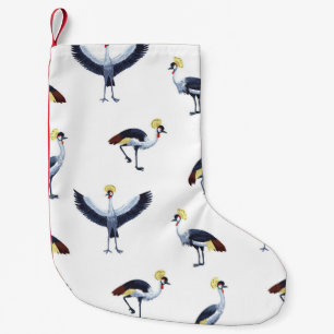 Vintage seamless pattern with crowned crane birds. small christmas stocking