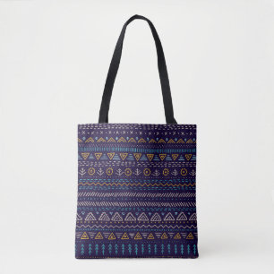 vintage seamless pattern with ethnic tribal hand-d tote bag