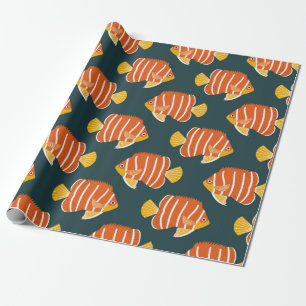 Vintage seamless pattern with fish. Creative desig Wrapping Paper