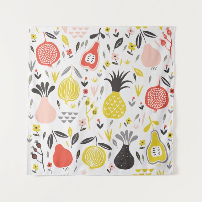 vintage seamless pattern with fruits, flowers and  tapestry (Front)