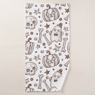 vintage seamless pattern with Halloween elements, Bath Towel