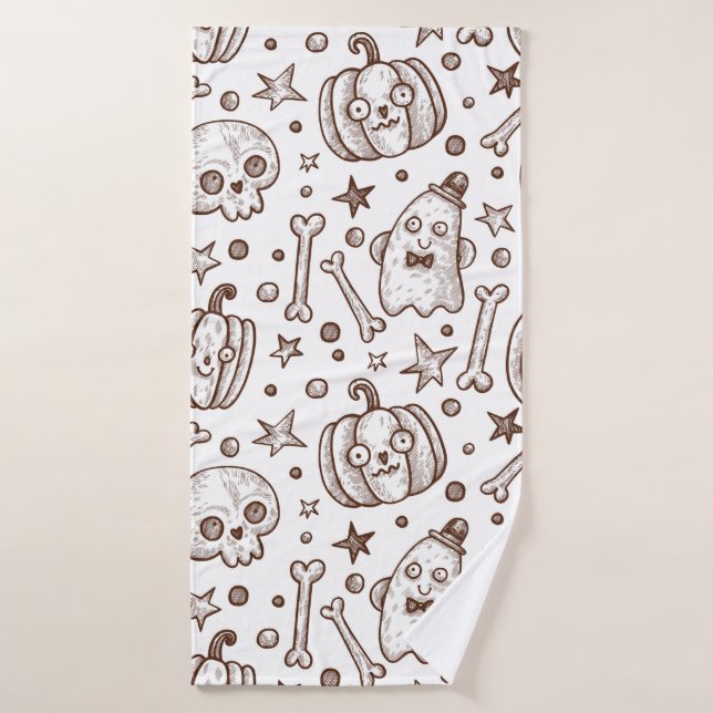 vintage seamless pattern with Halloween elements,  Bath Towel (Bath Towel)