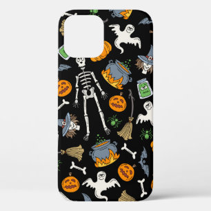 vintage seamless pattern with hand drawn coloured  iPhone 12 case