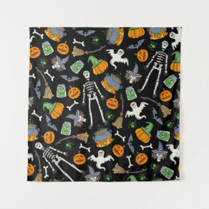 vintage seamless pattern with hand drawn coloured tapestry