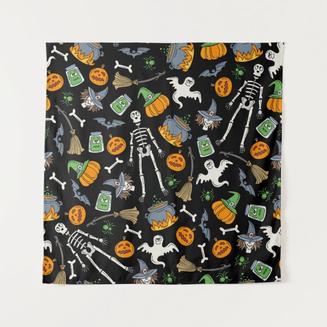 vintage seamless pattern with hand drawn coloured  tapestry (Front)