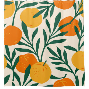 Vintage seamless pattern with mandarins. Trendy ha Shower Curtain