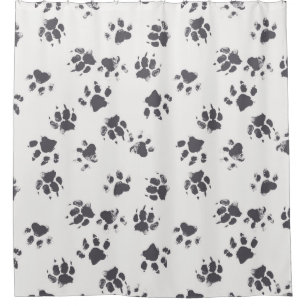 vintage seamless pattern with paw footprints of a  shower curtain