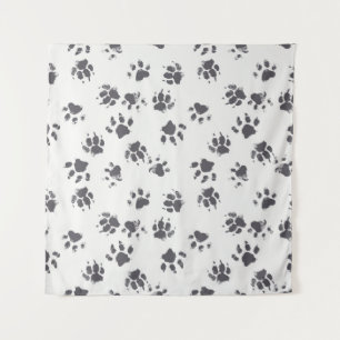 vintage seamless pattern with paw footprints of a tapestry