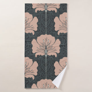 Vintage seamless pattern with pink flowers. Art no Bath Towel